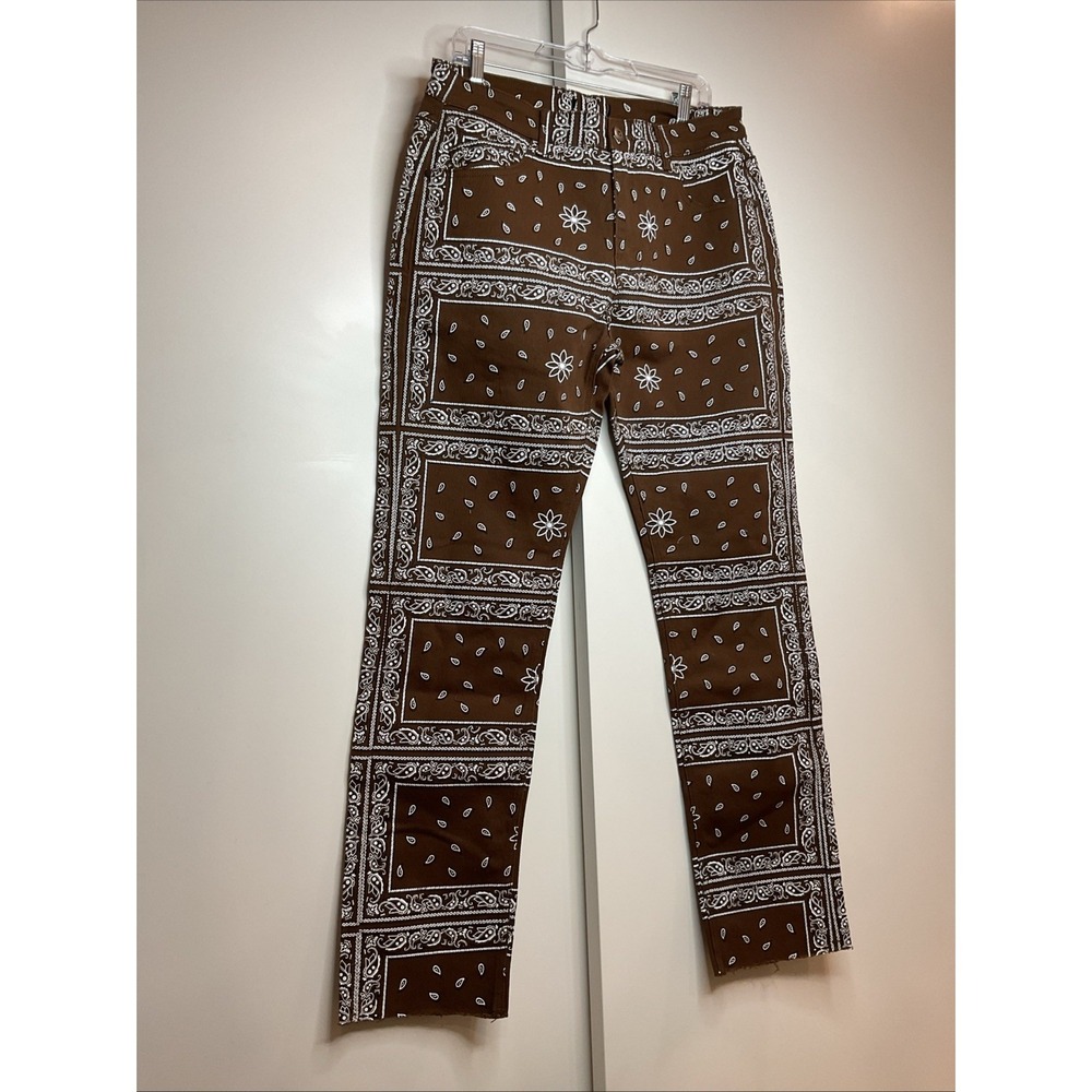 Fashion NOVA Men Taking Over Paisley Straight Jeans Brown W42 - Picture 2 of 6